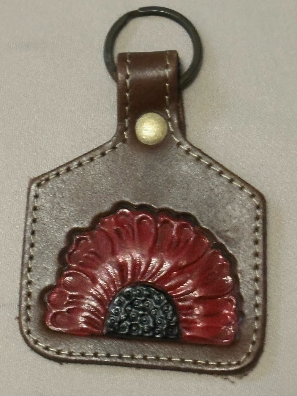 Myra Bag Vermillion Petals Keychain Leather Hand-crafted Brass Hardware